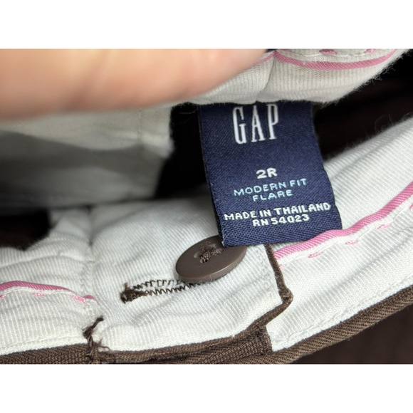 Vintage Gapstretch Pants Womens 2R Brown Modern Fit Flare Stretch Trousers Y2K - Picture 14 of 16